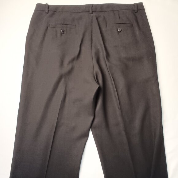 100% Wool Calvin Klein Trouser Pants Size 14 Lightweight High Rise Black Color - Picture 3 of 10